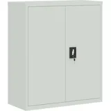 Aktenschrank, Büroschrank abschließbar mit 2 Türen und 2 Einlegeböden, Allzweckschrank Mehrzweckschrank aus Stahl für Home-Office, Hellgrau 90x40x105 cm