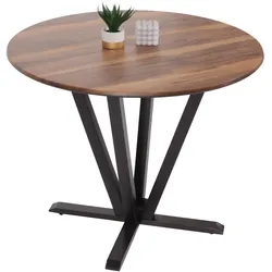 Bistrotisch MCW-M56, Tisch Esstisch, Massiv-Holz HPL Laminat Melamin Ø92cm, Sheesham Holz-Optik, dunkles Gestell