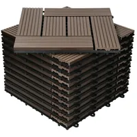 ECD Germany WPC Terrassenfliesen 30x30cm 33er Spar Set Dunkelbraun