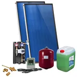 Solarpaket SUNEX für Brauchwasser mit 2x AMX 2.51 Flachkollektoren, 5,02m2, Flachdachmontage, ohne Speicher