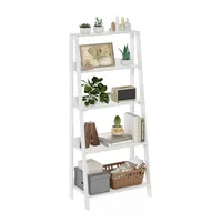 Furinno Ladder Bücherregal, 5-stufiges Leiterregal, Bücherregal, Ausstellungs-Aufbewahrungsregale, 13 x 23.6 x 53.5, für Wohnzimmer, Homeoffice, Reinweiß, Plain White