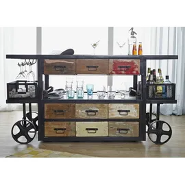 Massivmoebel24 Bar Altholz 168 x 56 x 85 cm Mehrfarbig