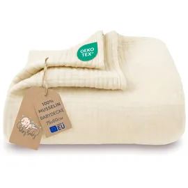 Totsy Baby Musselin Decke Babydecke Baumwolle 75 x 60 cm - Musselindecke Kuscheldecke Baby Musselintücher Kinderdecke dünne Babydecken Pucktuch Muslin Blanket für Kinder Oeko-Tex Hellbeige