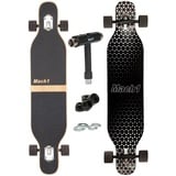 Mach1 Longboard aus Bambus mit Keramik Kugellager - Camber Drop Through Cruiser Board (Spar-Set inkl. T-Tool und extra Bushings, Longboard + T-Tool + 4er Set 85A Bushings), Twin Tip schwarz