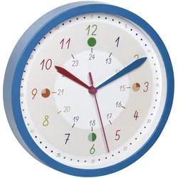 TFA Dostmann Tick & Tack, Wand, Quarzuhr, Rund, Blau, Weiß, Kunststoff, Glas