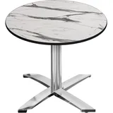 CPTG | Bistro Tisch | Ø:H 60 x 76 cm | Weiß Marmor / Aluminium | Klappbar/ Zusatzgewicht