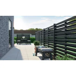 Sichtschutz Osaka - Schwarz - 180 x 180 cm - Sichtschutzzaun aus Kiefer / Fichte – Sichtschutzwand in moderner Optik – Zaun für Garten & Terrasse
