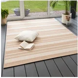 Steffensmeier In- und Outdoor Teppich Bergen Küche Balkon Garten Flur, wasserfest, Kunststoff, Streifen Beige, Größe: 200x290 cm