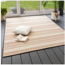 Steffensmeier In- und Outdoor Teppich Bergen Küche Balkon Garten Flur, wasserfest, Kunststoff, Streifen Beige, Größe: 200x290 cm