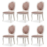 Casa Padrino Luxus Barock Esszimmer Stuhl 6er Set Lila / Beige / Weiß - Barockstil Küchen Stühle - Prunkvolle Luxus Esszimmer Möbel im Barockstil - Edel & Prunkvoll