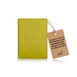 Josephine Osthoff Handtaschen-Manufaktur Josephine Osthoff EC-Karten und Ausweisetui Herren Leder Kreditkartenetui Kartenetui Damen RFID-Schutz Slim Wallet Card case mit Geldscheinfach (935), Farbe:Limone - ca. 8,5 cm breit, ca. 12 cm hoch.