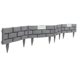 Lex Beetumrandung 4er Set Rasenkante Garten Beeteinfassung Solar Beleuchtung grau