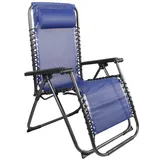Mojawo Luxus Comfort Gartenstuhl Relaxsessel Relaxstuhl Liegestuhl Klappbar Verstellbar mit Kopfpolster Schwarz und Blau