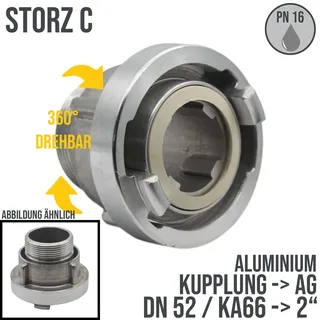 STORZ C DN52 KA66 Kupplung mit drehbarem AG 2 Saug Bau Feuerwehr Schlauch PN 16..."