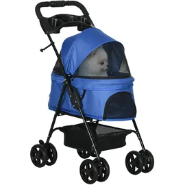 PawHut Hundewagen mit Klappfunktion Becherhalter grau 67L x 45B x 96H cm