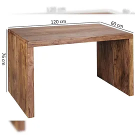 KADIMA DESIGN Schreibtisch BOHA Massiv-Holz Sheesham Computertisch 120 cm breit Echtholz Design Ablage Büro-Tisch