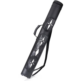 JTVTW 2 x 2 Pool-Queue-Tasche für Billard-Queue Kunstleder Harte Queue-Tasche für 2 Stoße 2 Schäfte Schwarz