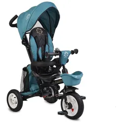 Byox Tricycle Flexy Lux 3 in 1 Dreirad, klappbar, Gummireifen, drehbarer Sitz türkis