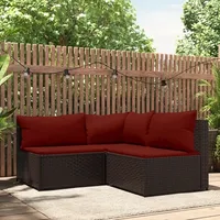 vidaXL 3-tlg. Garten-Lounge-Set mit Kissen Braun Poly Rattan