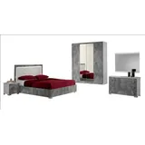 Xlmoebel Komplettschlafzimmer Schlafzimmermöbel Set Grau Holz Glas Modern, (6-tlg., Schlafzimmer-Set 6ltg Komplett), Hergestellt in Europa grau
