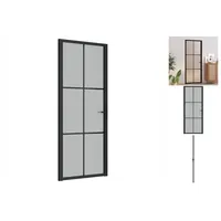 vidaXL Innentür 83x201,5 cm Schwarz Mattglas und Aluminium