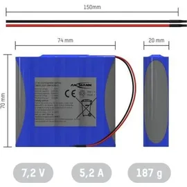 Ansmann 2S2P Akkupack 4x 18650 Kabel Li-Ion 7.2V 5200mAh Akkupack 4x Li-Ion 5200 mAh