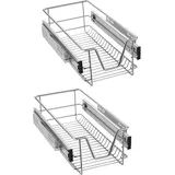 YARDIN Teleskopschublade Küchenschublade 2x 30cm (Außenbreite)Schrankbreite Küchenschrank Korbauszug Schrankauszug für 27cm(Innenbreite)