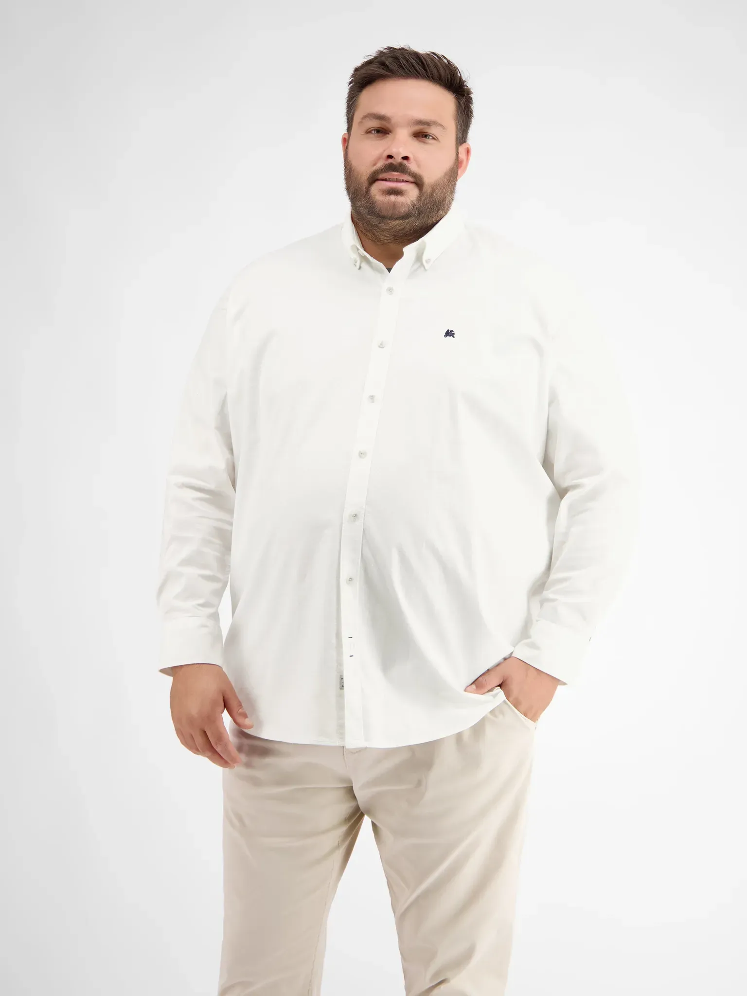 Oxfordhemd, Unifarben - White - 6XL