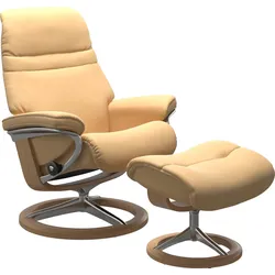 Fußhocker STRESSLESS "Sunrise", gelb, Größe B/H/T, Material Bezug, Hocker, mit Signature Base, Gestell Eiche