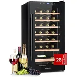 Klarstein Weinkühlschrank Barossa 29 Uno, für 28 Standardflaschen á 0,75l,Wein Flaschenkühlschrank Weintemperierschrank Weinschrank Kühlschrank schwarz