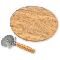 Pizzateller im 1er oder 2er Set inklusive Pizzaschneider mit individueller Gravur - Pizzateller und -schneider mit eigenem Namen, ideal geeignet als Geschenk (1er Set)