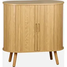 sweeek - Sideboard mit Schiebetüren und Regal, gerillter Holzoptik B 80cm