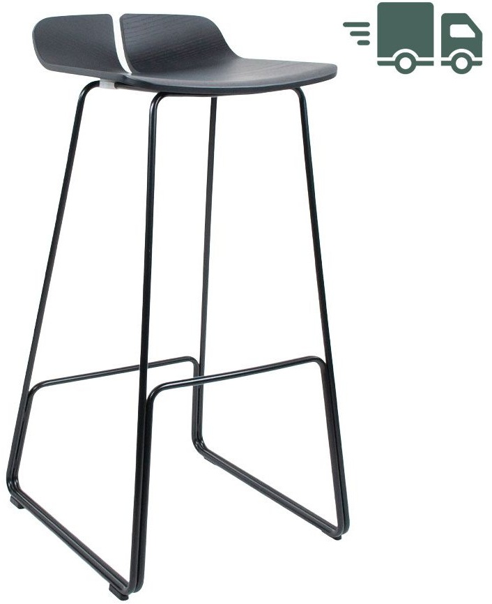 lapalma LINK Barhocker S129 | Höhe 75 cm schwarz | Sitzfläche Holz schwarz offenporig