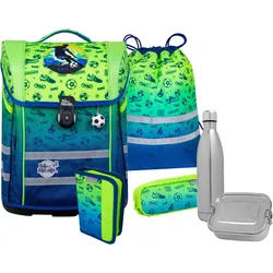 McNeill Schulranzen »Perfecto, Football 2T«, reflektierende Streifen auf den Schultergurten-retroreflektierende Flächen, inkl. Federmäppchen, Turnbeutel, Schlamperrolle & Motivmagnet McNeill football B/H: 30 cm x 38,5 cm