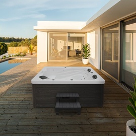 Home Deluxe Outdoor Whirlpool SUNSET - Mit Treppe und Thermoabdeckung