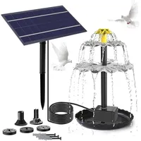 Solar Springbrunnen Für Außen,Teichbrunnen Mit 5 Düsen,4W Solarbrunnen Balkon,So
