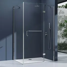 doporro Rav04 Eck-Duschkabine mit Drehtür rechts 100 x 80 cm transparent Klarglas 100 cm x 190 cm