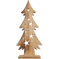 NÄVE LED Baum »Tannenbaum, Weihnachtsdeko aus Holz«, Holz-Stehleuchte, Höhe ca. 80 cm, Batteriebetrieben, beige