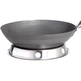 ALLGRILL Paella World Allgrill Edelstahl Wok mit Holzgriff Ø 30 cm und Edelstahl-Wokring