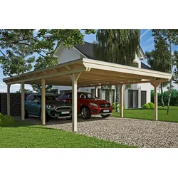 Doppelcarport SKANHOLZ "Emsland", beige (natur), H: 223cm, Carports, versch. Farben
