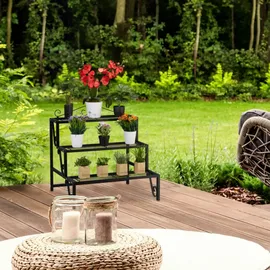 Relaxdays Blumentreppe 69 x 60 cm Schwarz