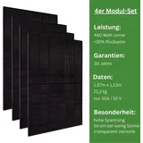 myvoltaics 4x 440+ Watt Premium Hochleistungsmodul – Doppelglas transparent Variante zur Stromerzeugung von beiden Seiten (bifazial)