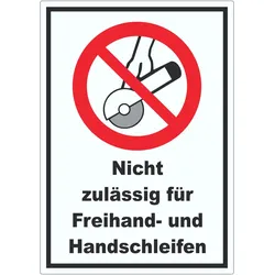 Nicht zulässig für Freihand- und Handschleifen Aufkleber A8 (52x74mm)