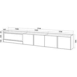 SKRAUT HOME Lowboard 315x50 cm Beige Holzwerkstoff