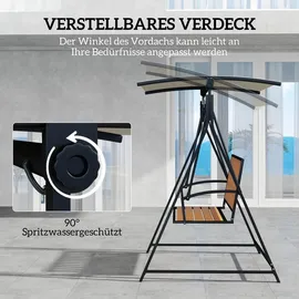 Outsunny Hollywoodschaukel Schwarz 2-Sitzer
