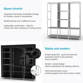 Intirilife Kleiderschrank mit Kleiderstange, Fächern und Seitentasche