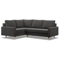 Links Ecksofa mit Schlaffunktion, Wendekissen, Grau - Grau