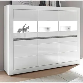furn.design Highboard "Nobile" weiß Hochglanz grau 164 x 131 cm,