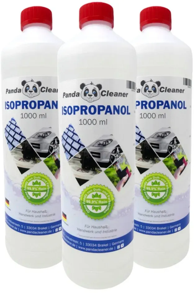 Preisvergleich Produktbild PandaCleaner Isopropanol - Isopropylalkohol - Für Haushalt, Handwerk & Industrie Reinigungsalkohol (Spar-Set, [3-St. 1000ml Flasche Rückstandslose Reinigung) weiß