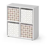 Vicco Raumteiler Tetra, Weiß Faltbox Wohnzimmer Regal 73x72 cm mit 4 Faltboxen opt.2,